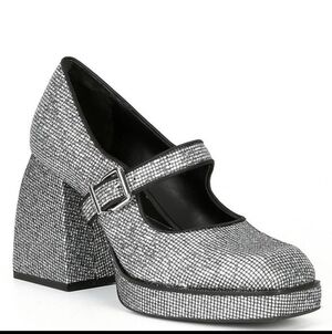 GB Gianni Bini Silver Sparkle Platform Shoes